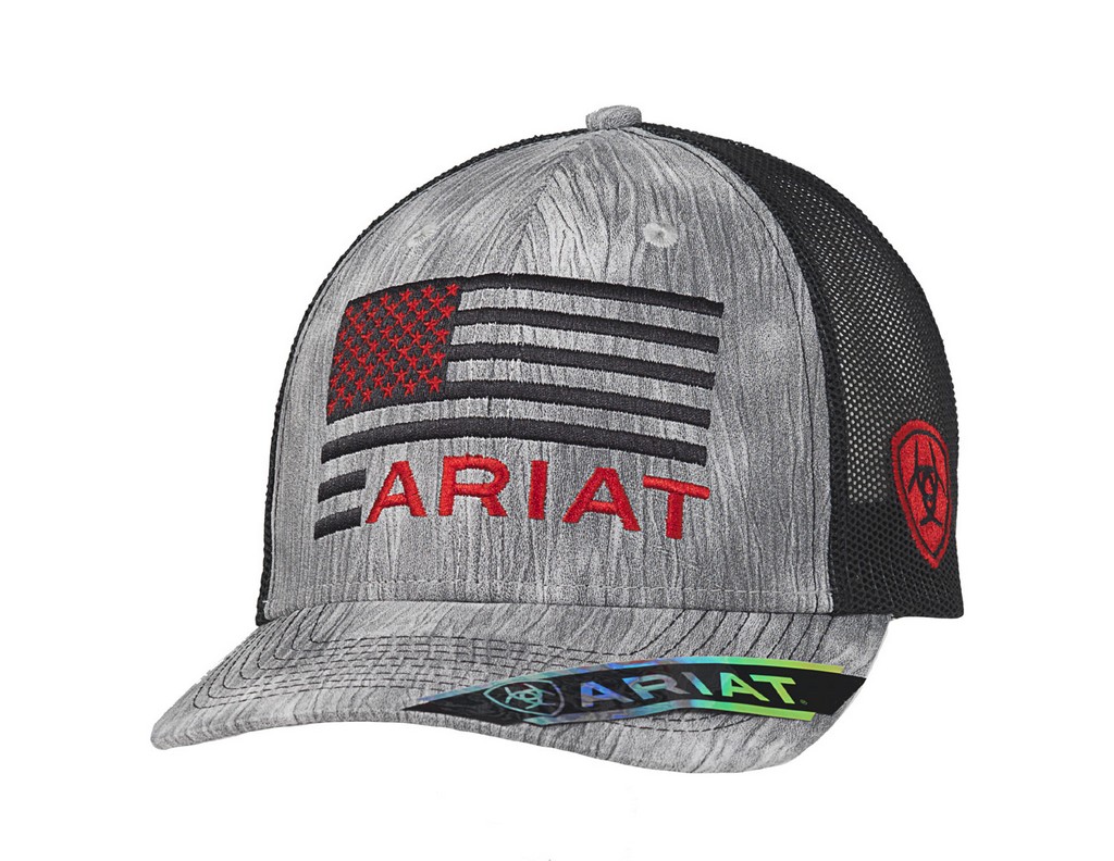 Ariat Snap Back Flag Heather Gray Baseball Cap