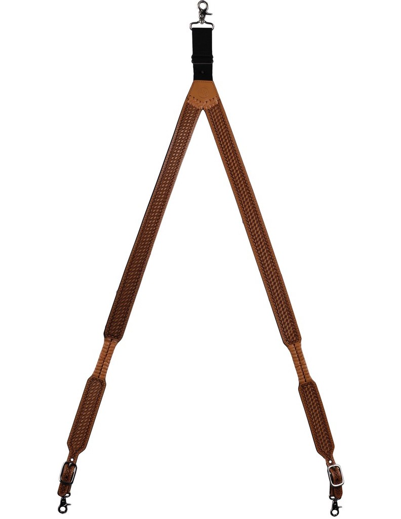 3D Men's Natural Leather Lacing Western Suspenders