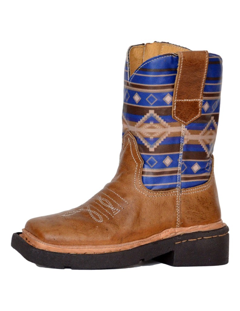 Roper Leather Boy's Aztek Zipper Tan Boots