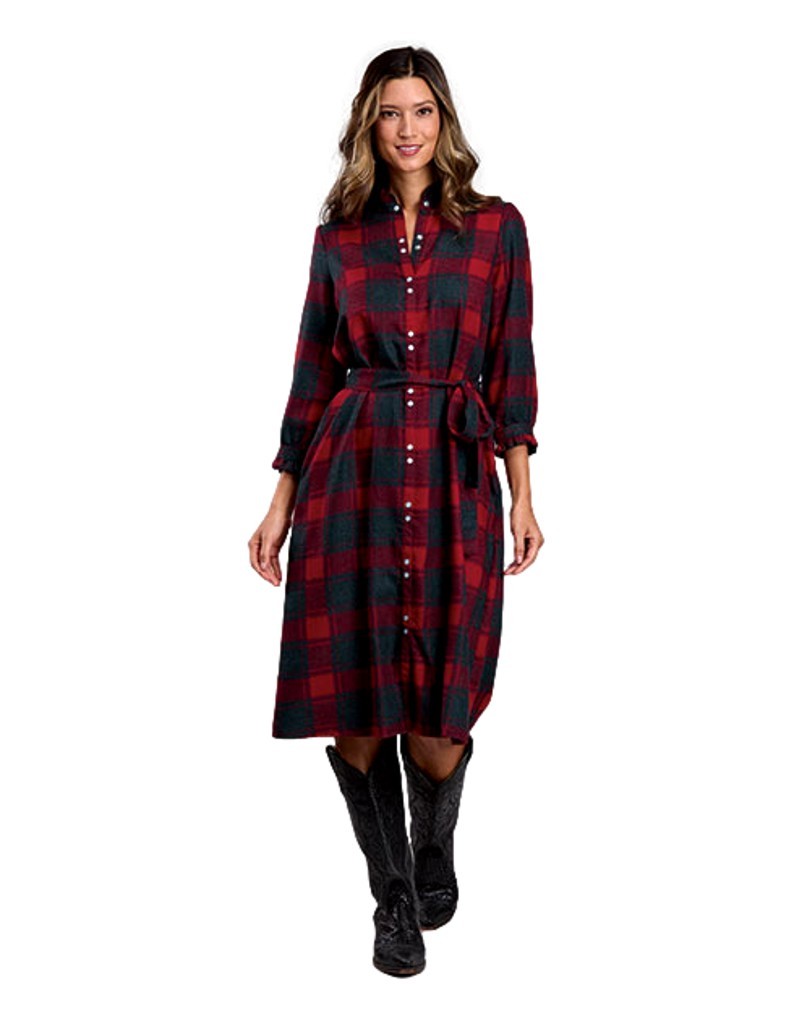 open lace back dress Gretchen Scott Twist and Shout Dress in Middleton Plaid Red X-Small