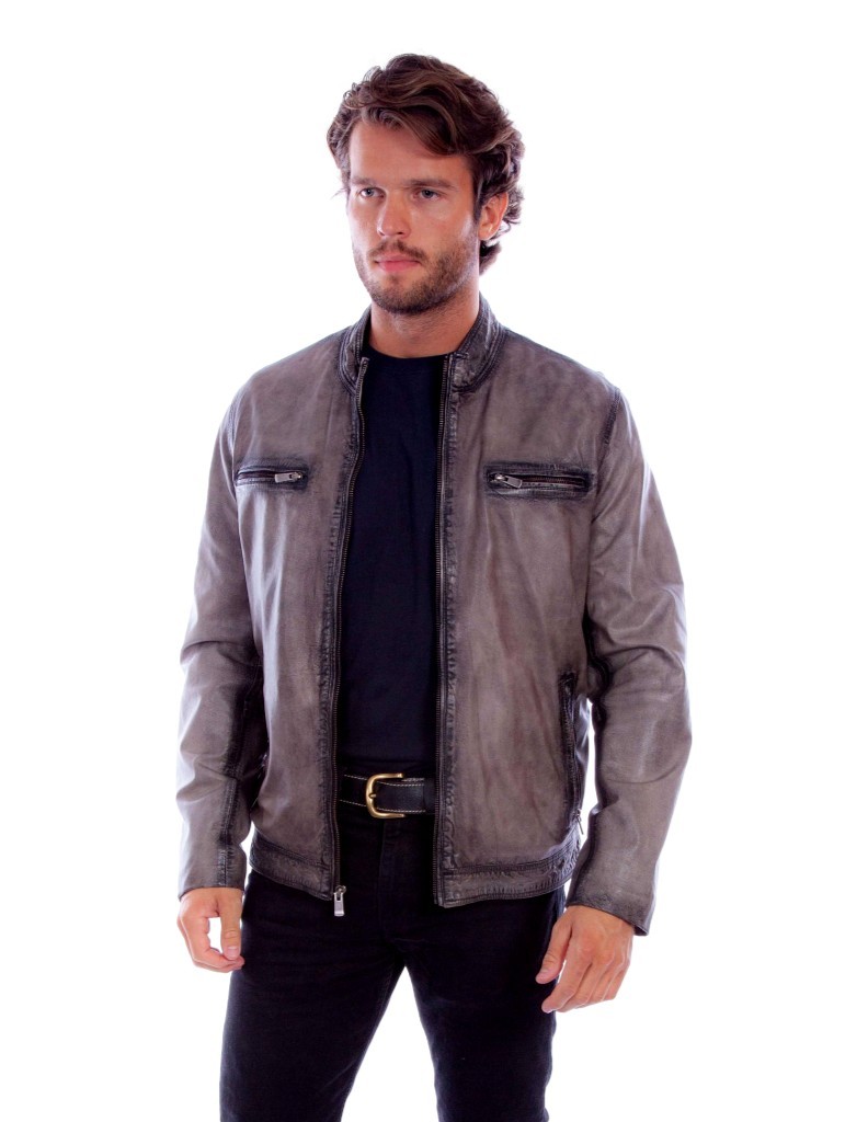 Scully Western Jacket Mens Leather Distressed Zip Front F0_2040 | eBay