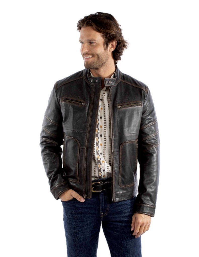Scully Men's Leather Zip Front Western Jacket