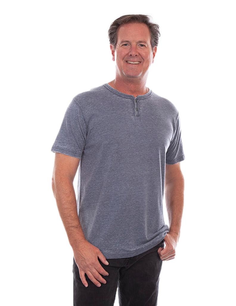Scully Western Shirt Mens Short Sleeve Henley Fitted Tee F0_5323 - Picture 3 of 6