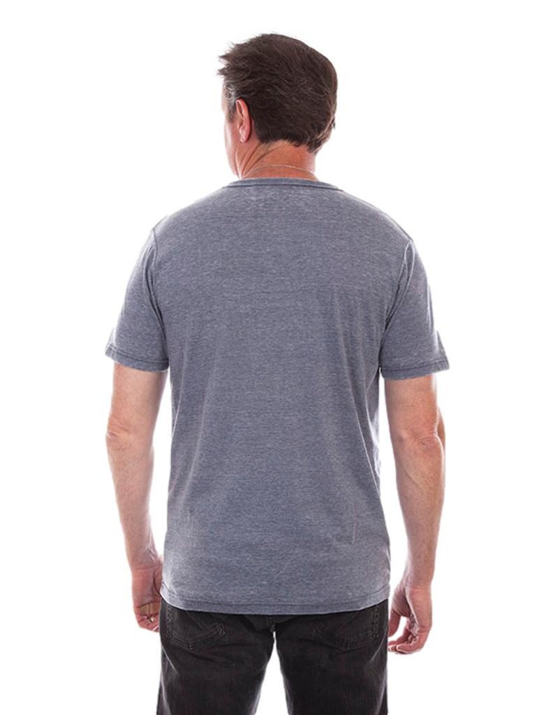 Scully Western Shirt Mens Short Sleeve Henley Fitted Tee F0_5323 - Picture 4 of 6