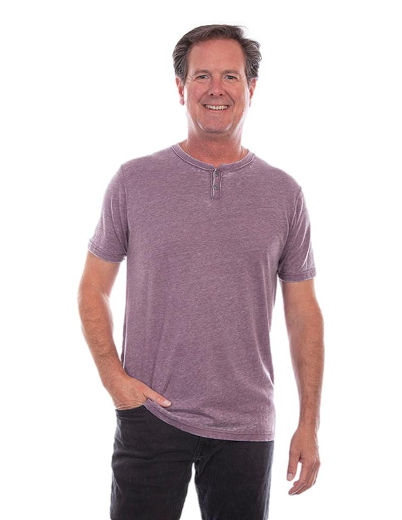 Scully Western Shirt Mens Short Sleeve Henley Fitted Tee F0_5323 - Picture 5 of 6