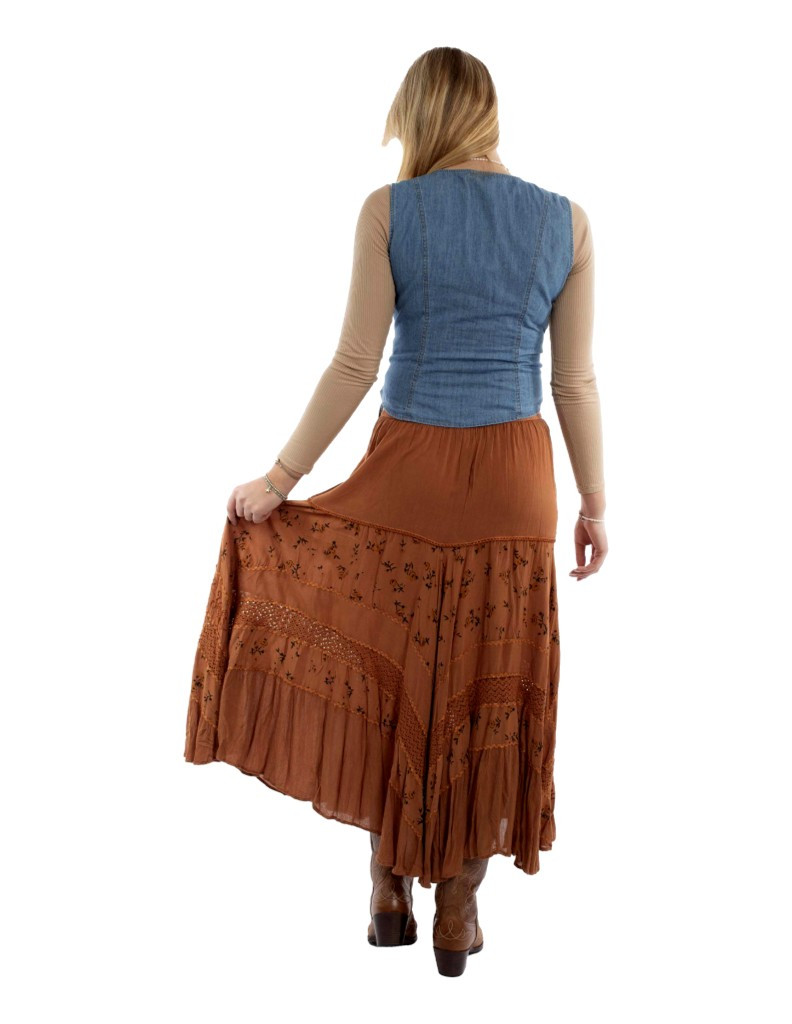 Scully Western Skirt Womens Rose Print Rayon Long Length F0_HC958 - Picture 4 of 6