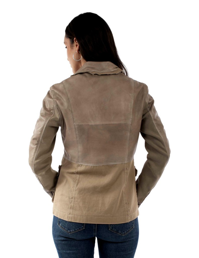Scully Western Jacket Womens Canvas Leather Zip Front F0_L1169 | eBay
