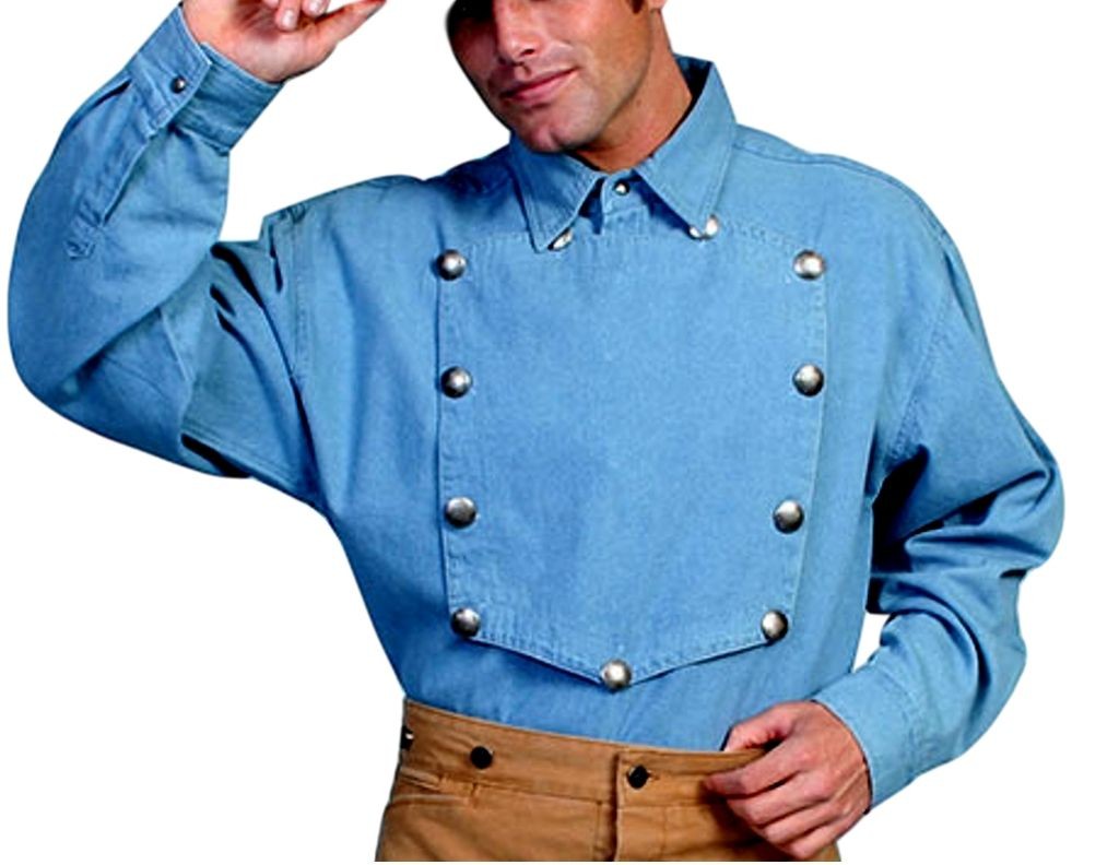 Scully Western Shirt Mens Old West Bibbed L/S Button F0_RW011 | eBay