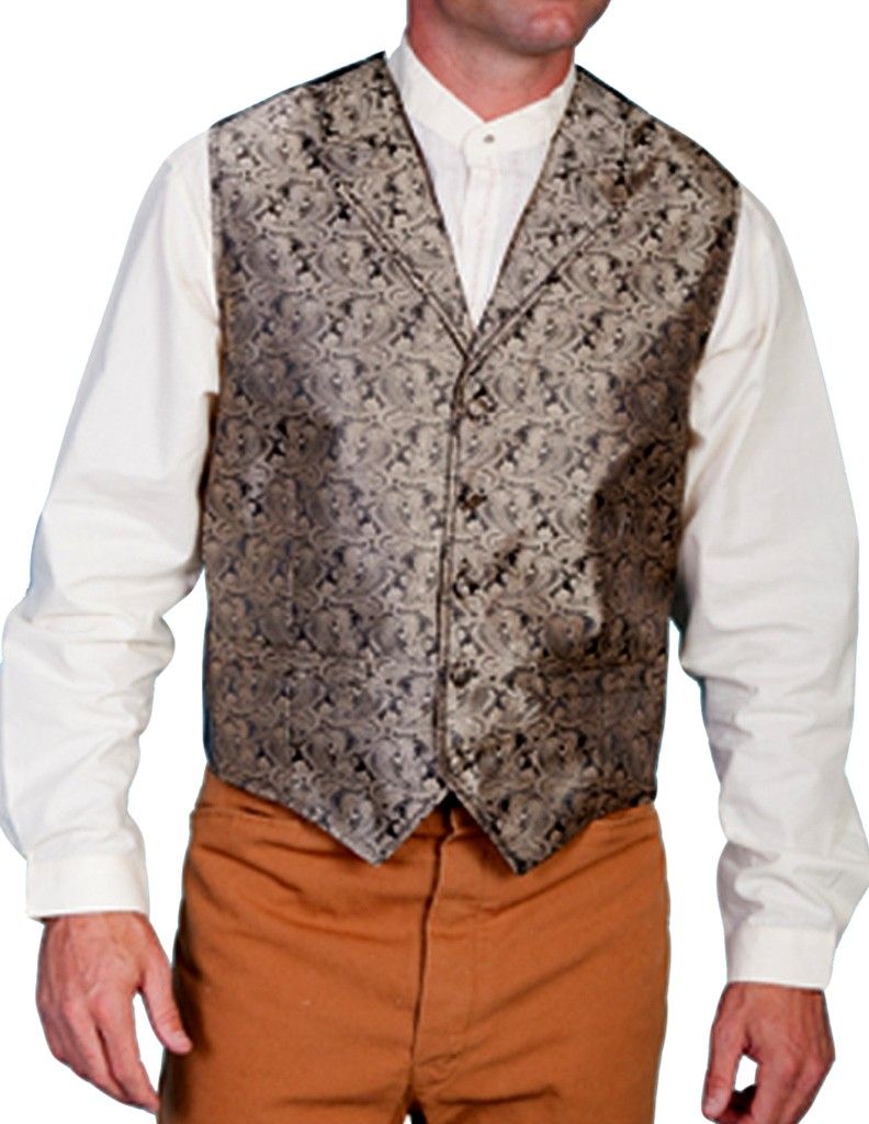 Scully Western Vest Men Paisley Cover Button Formal Rangewear F0_RW093 - Picture 9 of 10
