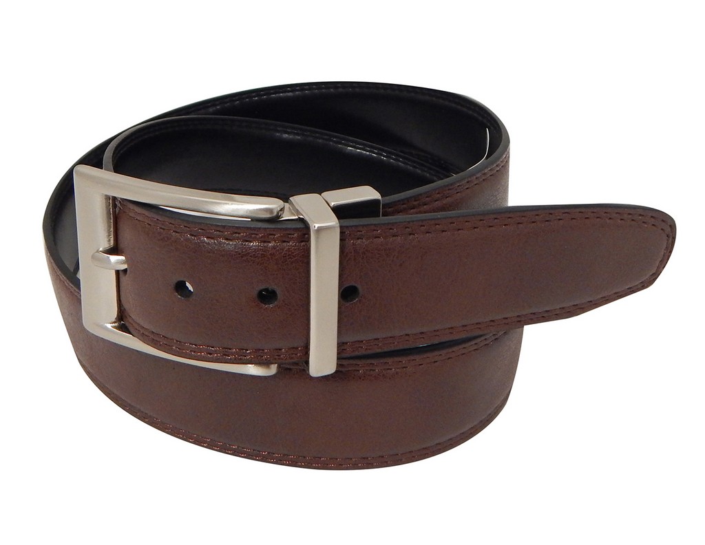 Danbury Mens Brown/Black Leather Reversible Dress Belt