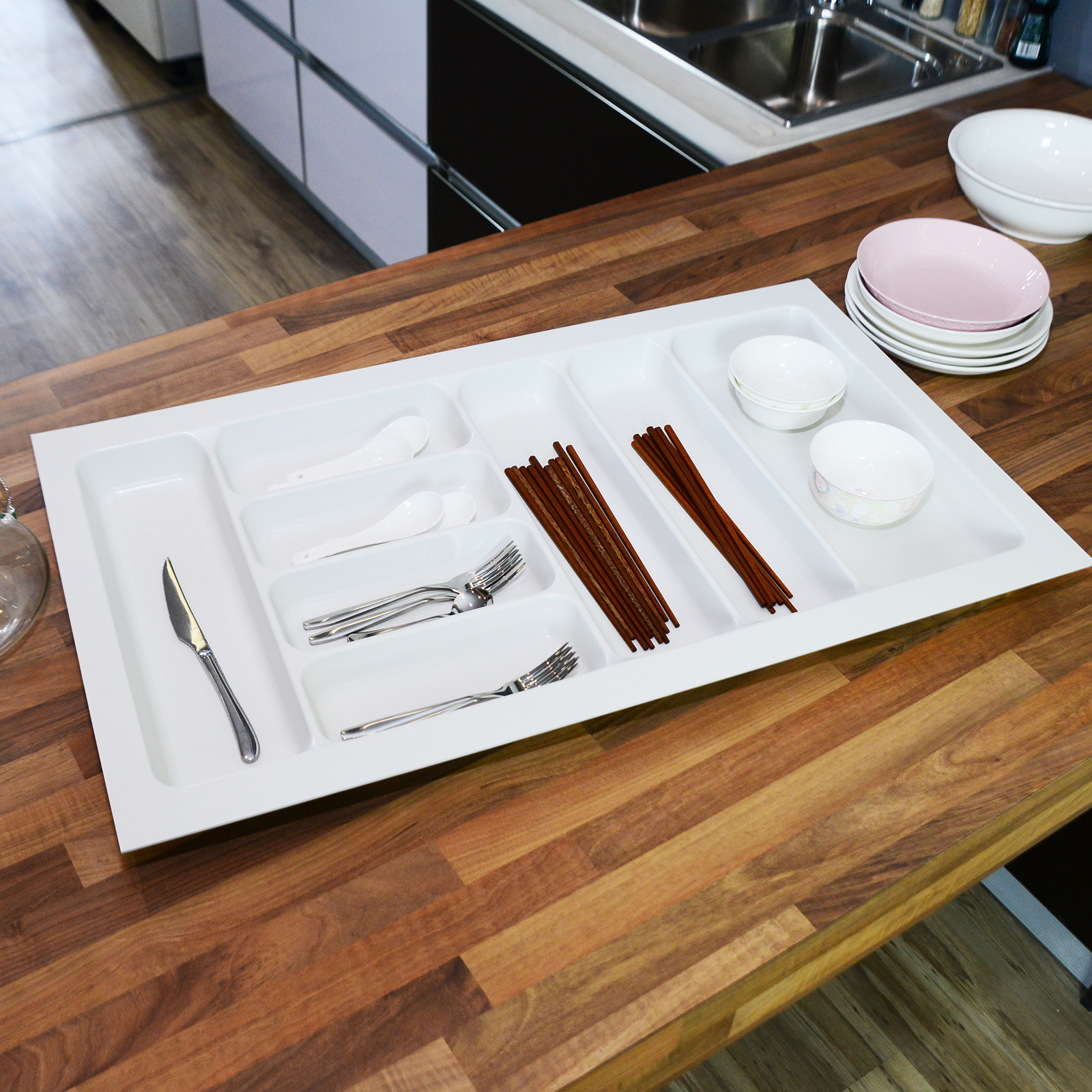 Insert Utensil Cutlery Tray Drawer Divider Organiser 900mm Gray