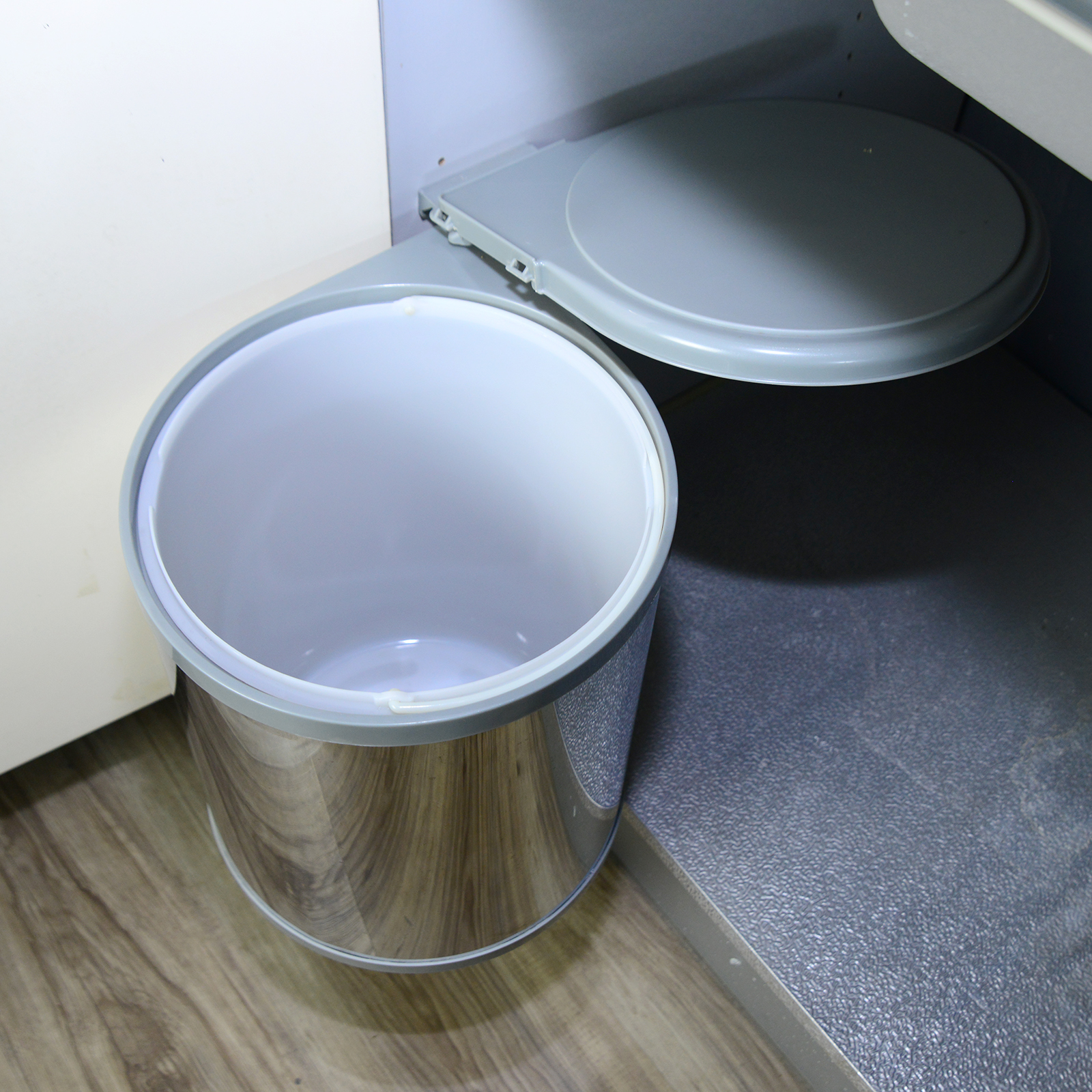 14L stainless kitchen under slik trash can pivot pull