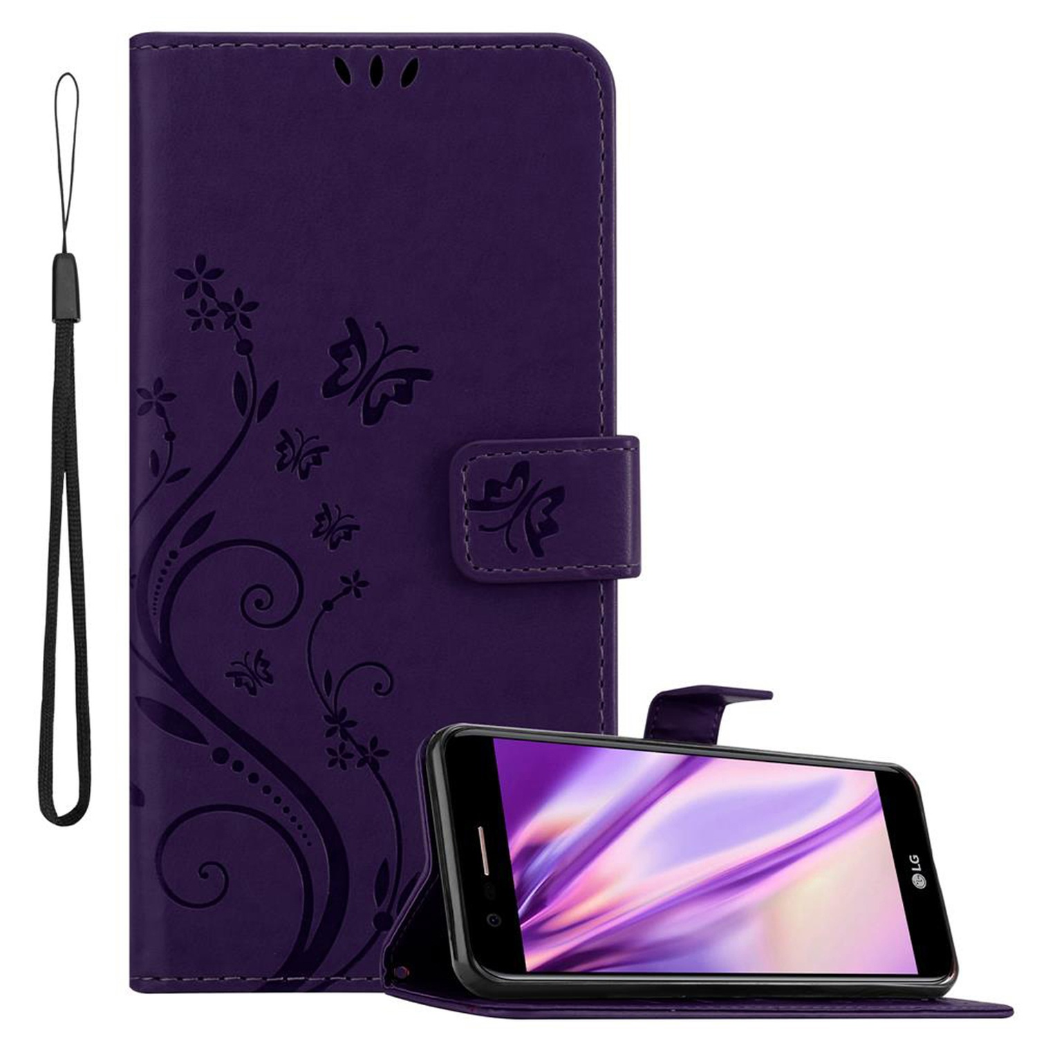 Hülle für LG K10 2017 EU Handyhülle Schutz Blumen Book Wallet
