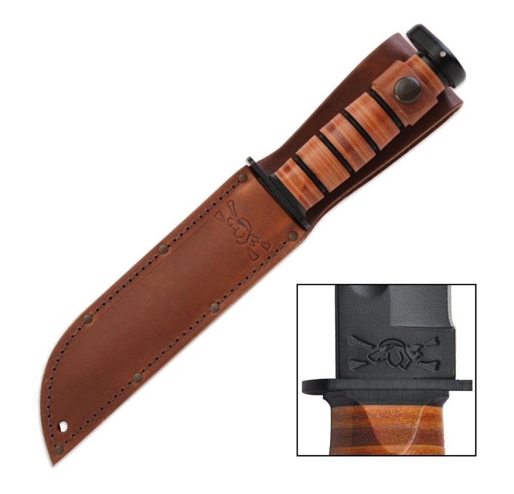 KABAR Dog's Head 7" Fixed Blade Utility Knife, w/Brown Leather Sheath