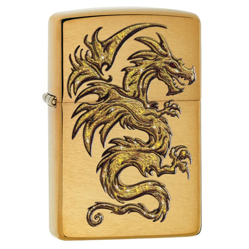 Zippo Brushed Brass Dragon Lighter 29725 eBay