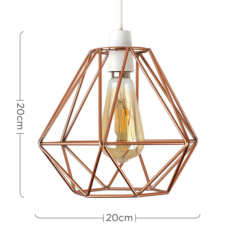 Industrial Geometric Easy Fit Wire Ceiling Pendant Light Shades Modern