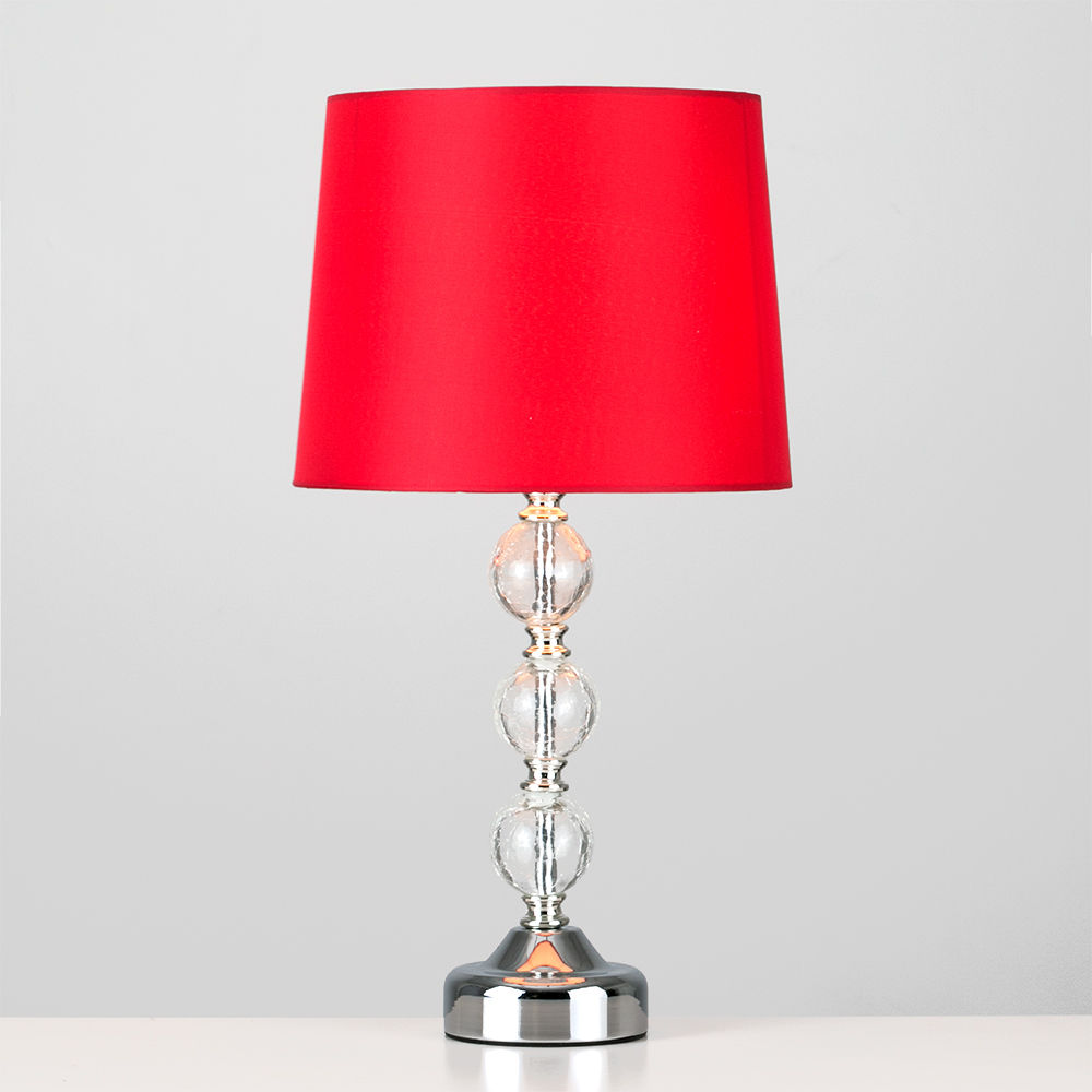 Modern Bedside Crackle Glass Ball Touch Table Lamp Faux Shade Dimmer