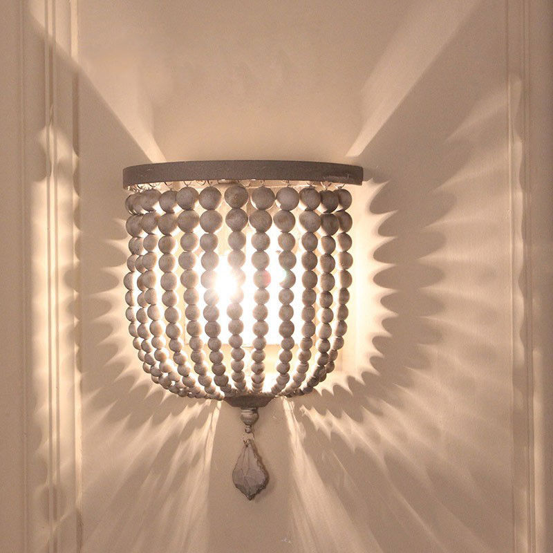 Rustic Single Light Wood/Crystal Beaded Decorative Indoor ... Rustic Single Light Wood/Crystal Beaded Decorative Indoor ... on Wood Wall Sconces Decorative Lighting id=91969