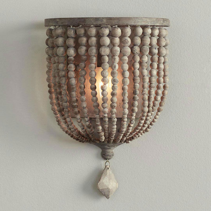 Rustic Single Light Wood/Crystal Beaded Decorative Indoor ... Rustic Single Light Wood/Crystal Beaded Decorative Indoor ... on Wood Wall Sconces Decorative Lighting id=38194