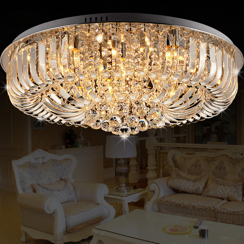 Homary Round Curved Crystal Drops Flush Mounted Ceiling Lamp