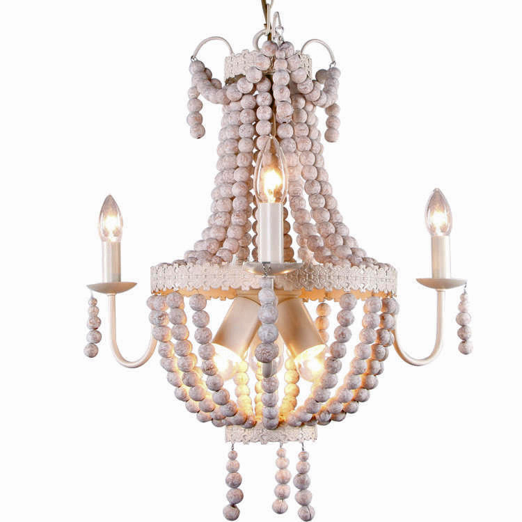 Classic Distressed Wood Bead&Metal 6/9-Light Chandelier ...