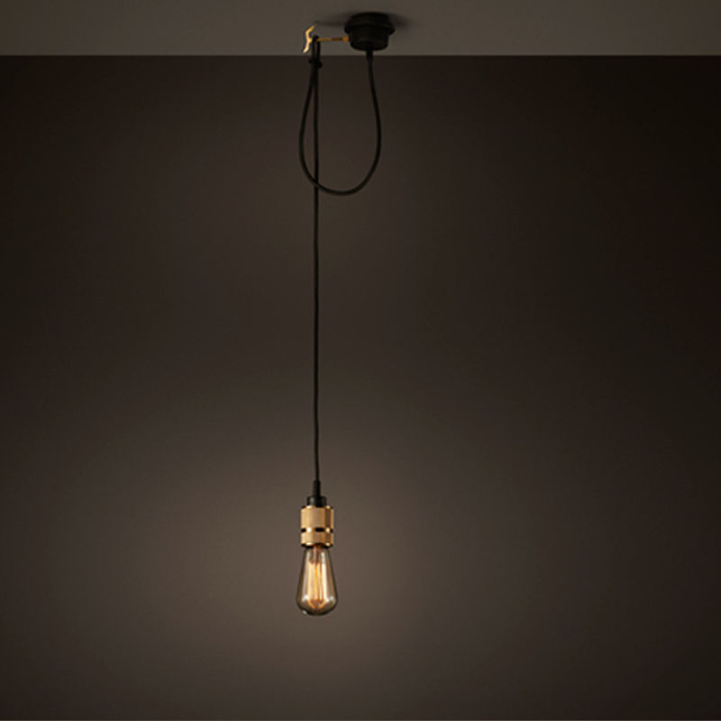 Vintage Black Pendant Light Single Exposed Edison Bulb Hanging