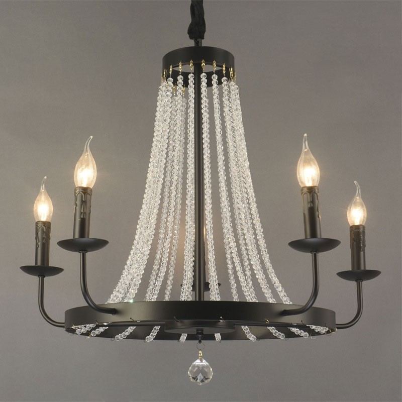 French Country Candle Light Crystal Chandelier 5 Light Kitchen