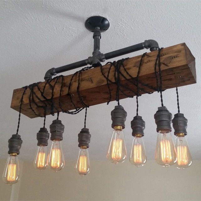 Unbranded Modern Industrial 5 Light Dark Wood Chandelier Unbranded Modern Industrial 5 Light Dark Wood Chandelier