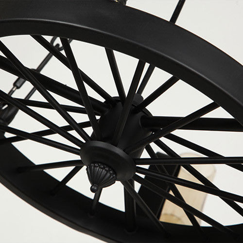 Massie Vintage Black Metal Wagon Wheel Chimney Glass Shade Chandelier Massie Vintage Black Metal Wagon Wheel Chimney Glass Shade Chandelier