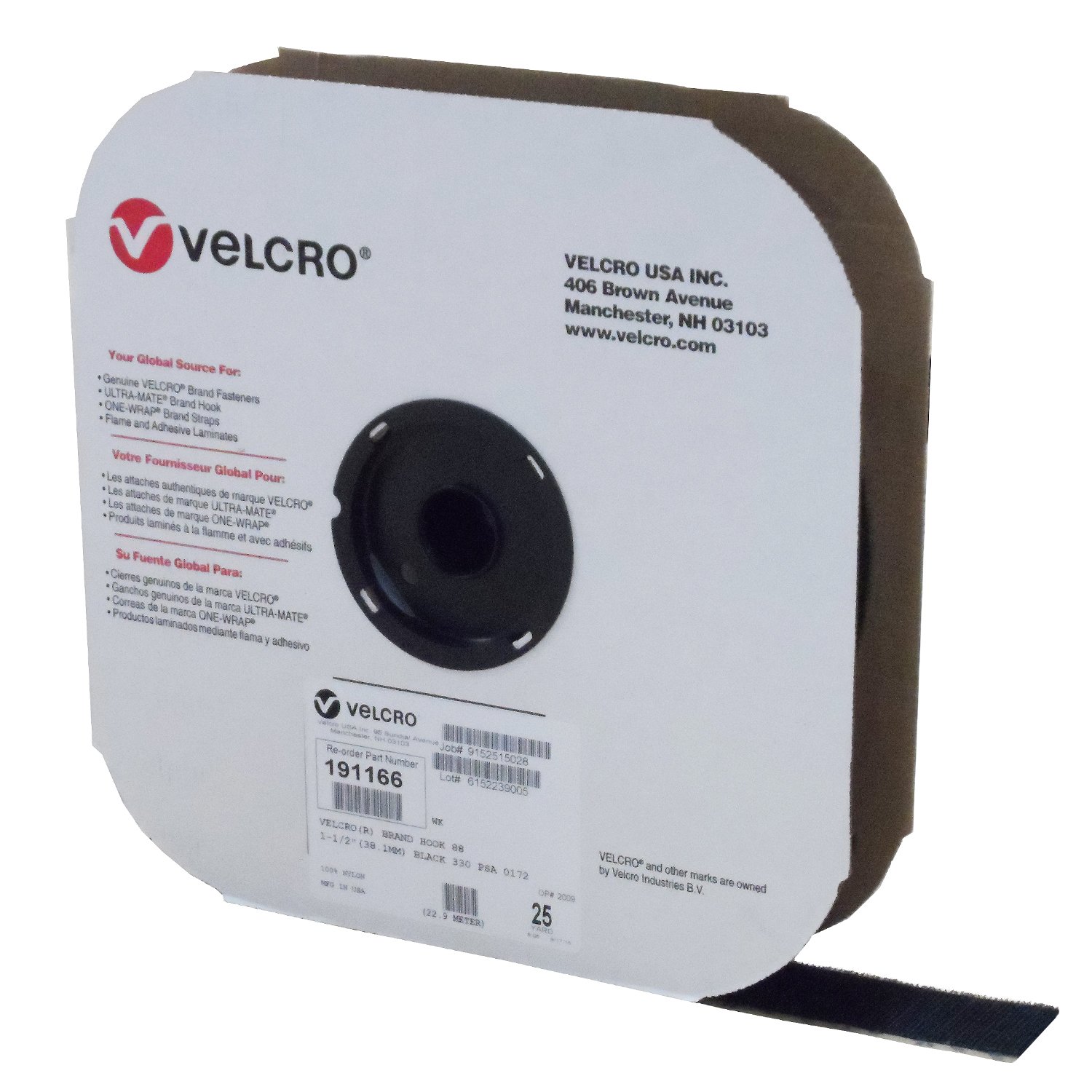VELCRO® Brand Hook 88 11/2" Black Pressure Sensitive Adhesive 72 25