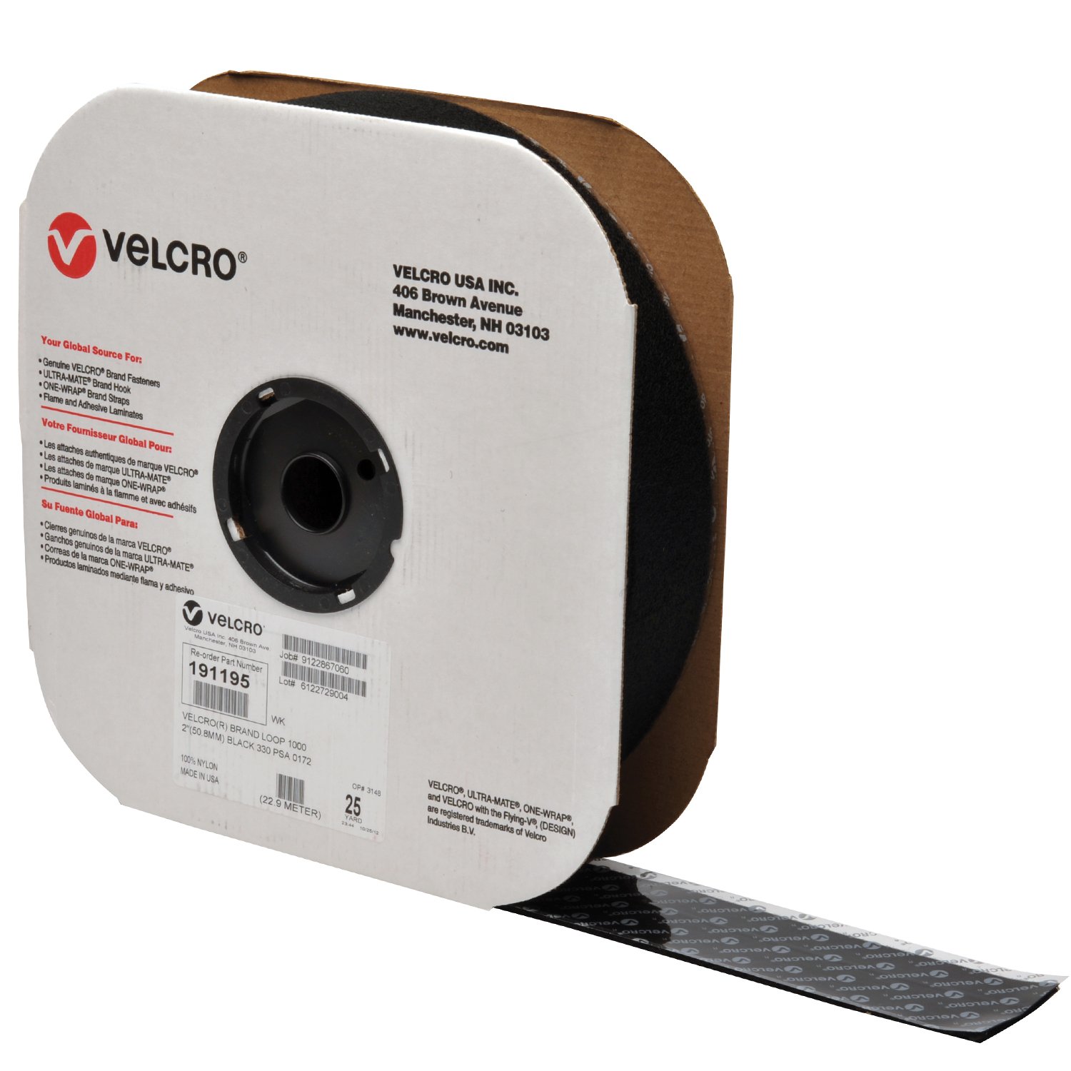 VELCRO® Brand Loop 1000 2" Black Pressure Sensitive Adhesive 72 25