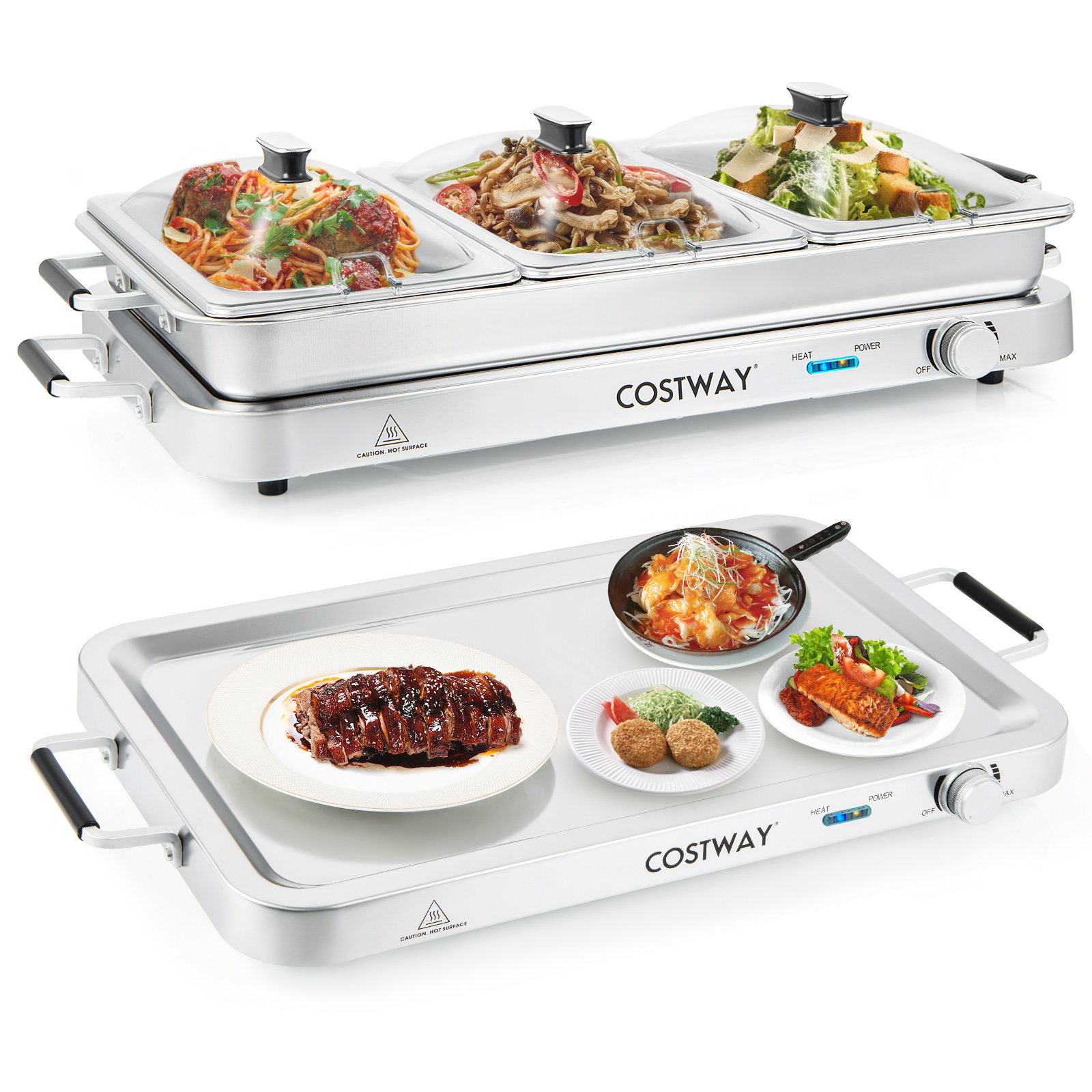 Food Warmer Buffet Server 450W Stainless Steel Electric Warming Tray for Parties - Picture 10 of 10