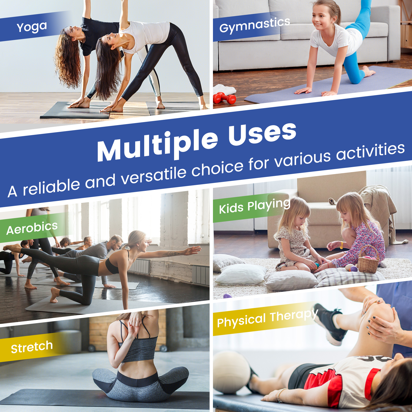 4-Panel faltbare Trainingsmatte mit Tragegriffen für Yoga, MMA mehrere Farben - Bild 10 von 10