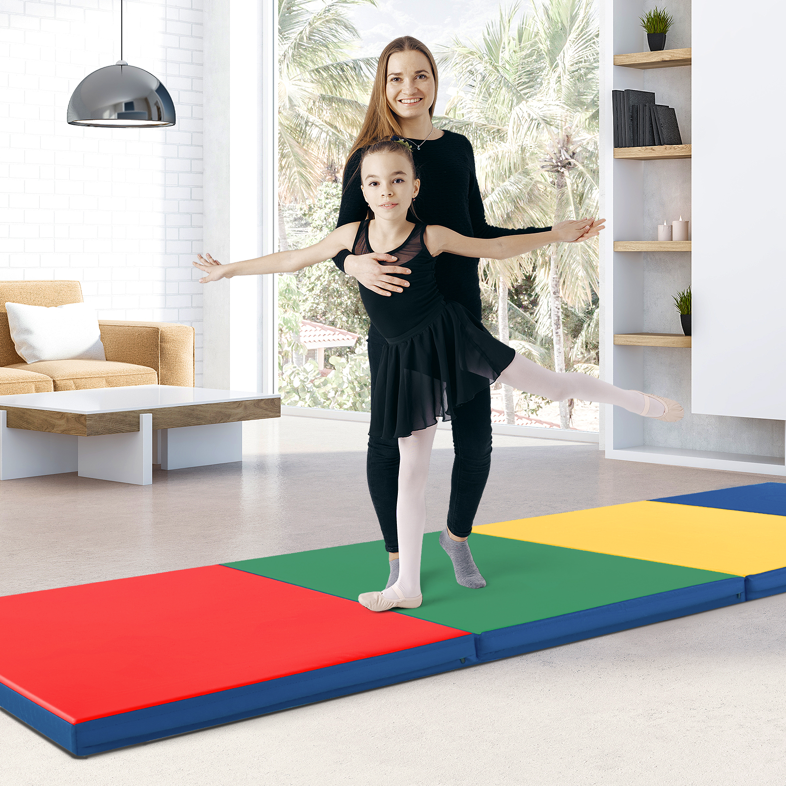 4-Panel faltbare Trainingsmatte mit Tragegriffen für Yoga, MMA mehrere Farben - Bild 4 von 10