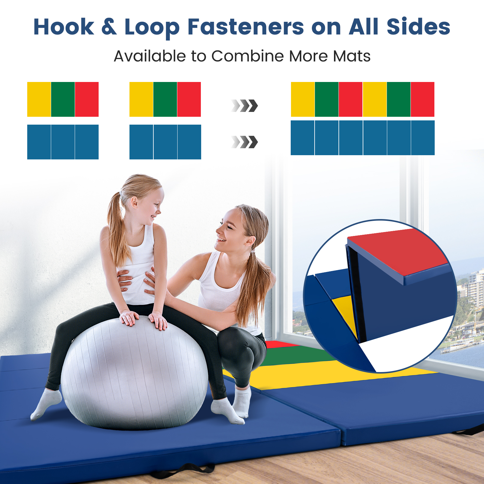 4-Panel faltbare Trainingsmatte mit Tragegriffen für Yoga, MMA mehrere Farben - Bild 9 von 10