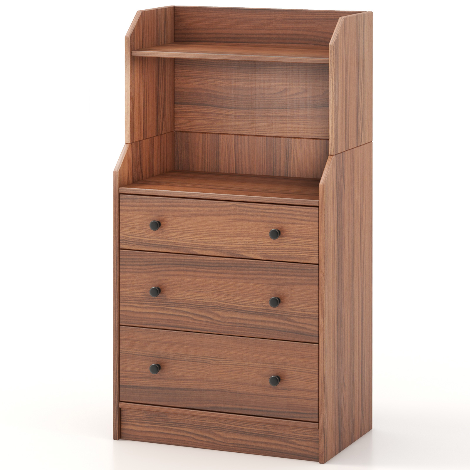 Giantex 3-Drawer Dresser Wood Utility Storage Organizer Chest w/ 2 Open Shelves - Picture 21 of 31
