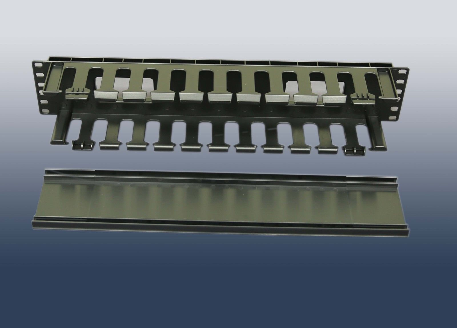 2U Horizontal Rack Mount Cable Management Unit with Panel Plastic 19