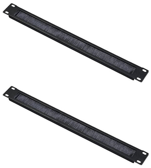 2 Packs of 1U Brush Panel Cable Management 19" Universal Panel High Density