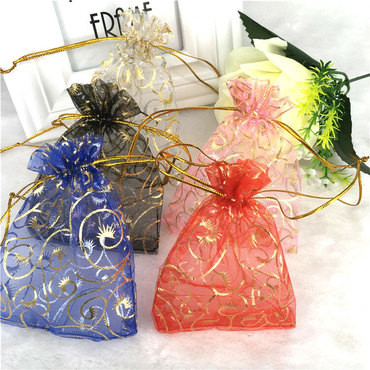 500 Gold Organza Candy Bags Sheer Jewelry Gift Favor Wedding Party