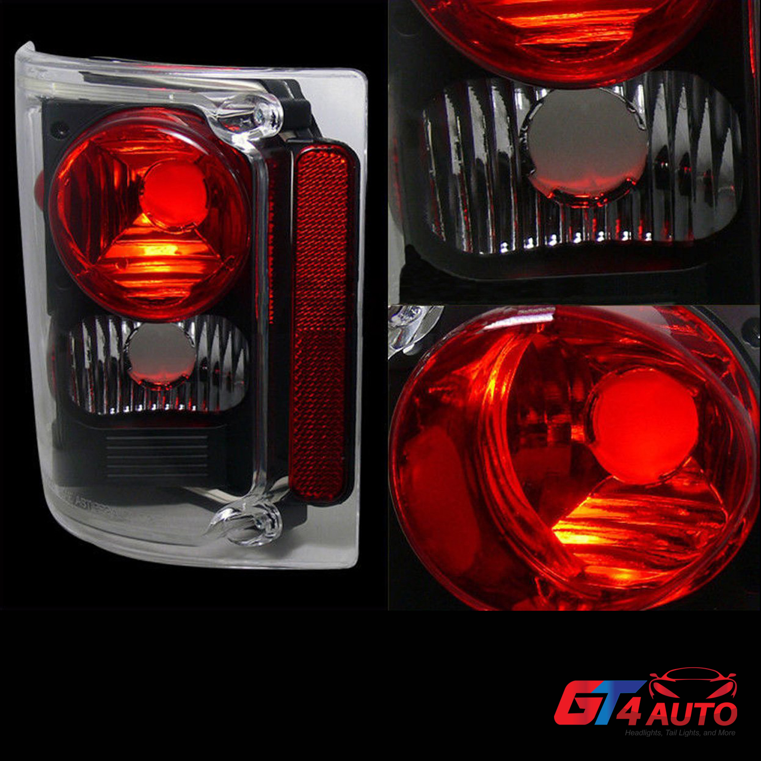 Black Clear Tail Lights Pair for 19731991 Chevy GM Blazer Suburban