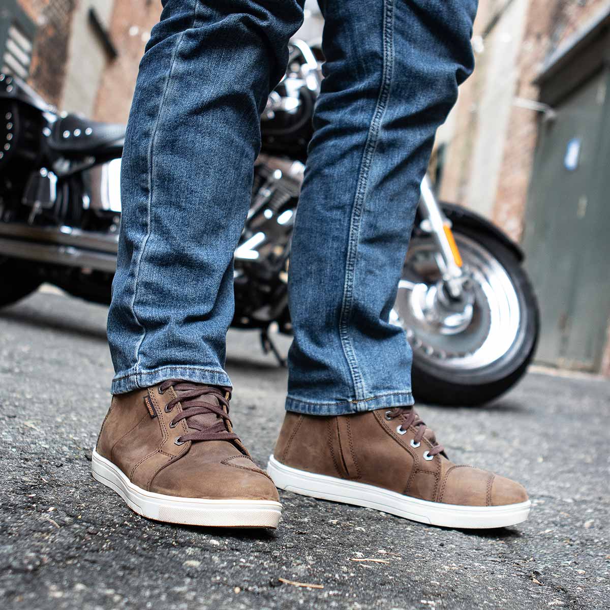 Zapatos informales para montar Milwaukee de cuero reforzados para motociclista callejero para hombre - Imagen 40 de 84