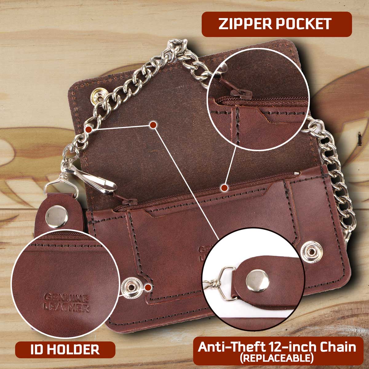Milwaukee Leather Men's Genuine Leather Bi-Fold Biker Wallets w/ Anti-Theft - Imagen 126 de 234