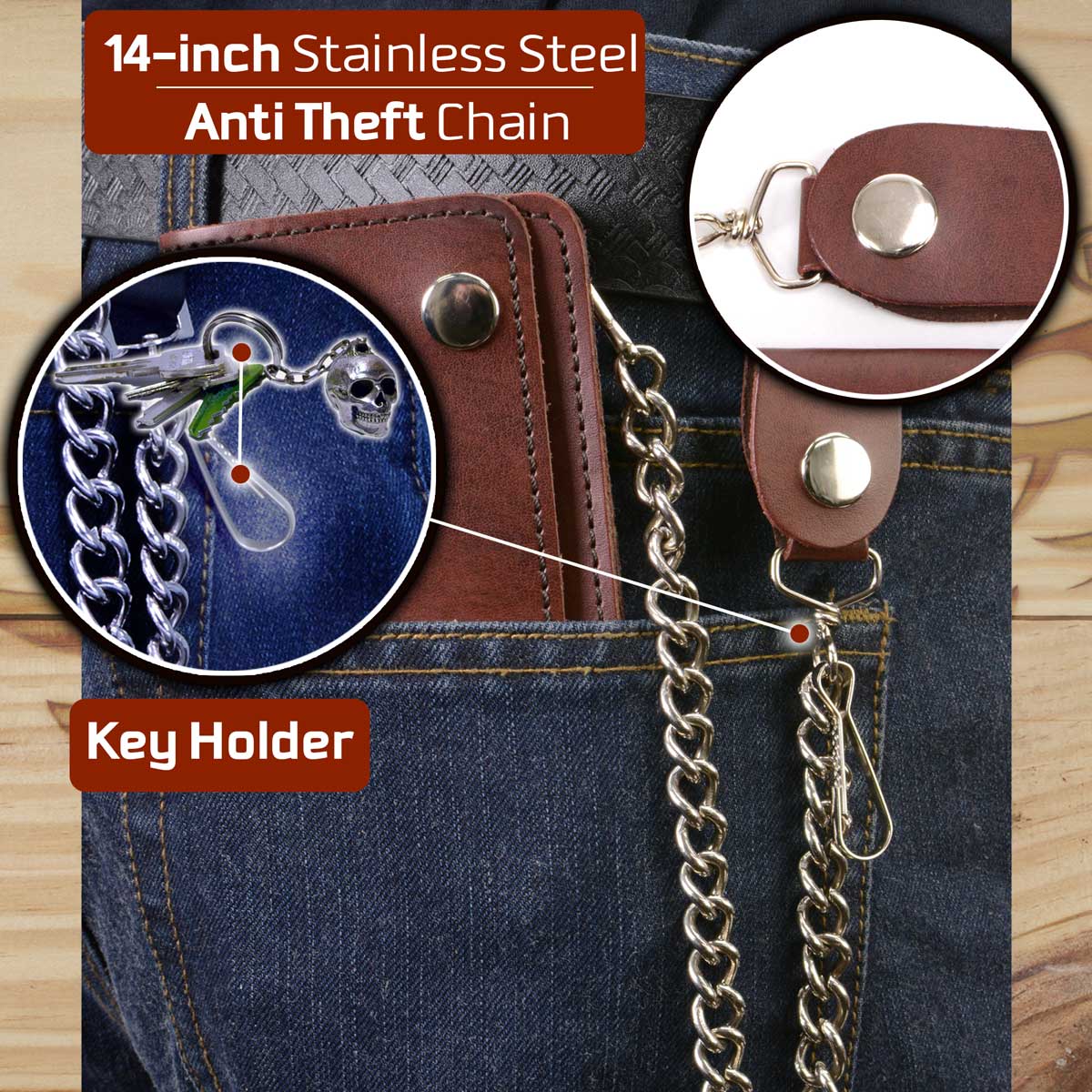 Milwaukee Leather Men's Genuine Leather Bi-Fold Biker Wallets w/ Anti-Theft - Imagen 128 de 234