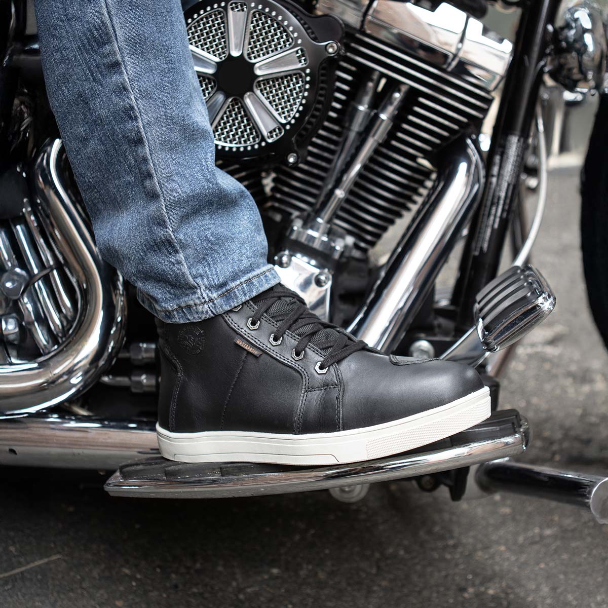 Zapatos informales para montar Milwaukee de cuero reforzados para motociclista callejero para hombre - Imagen 52 de 84