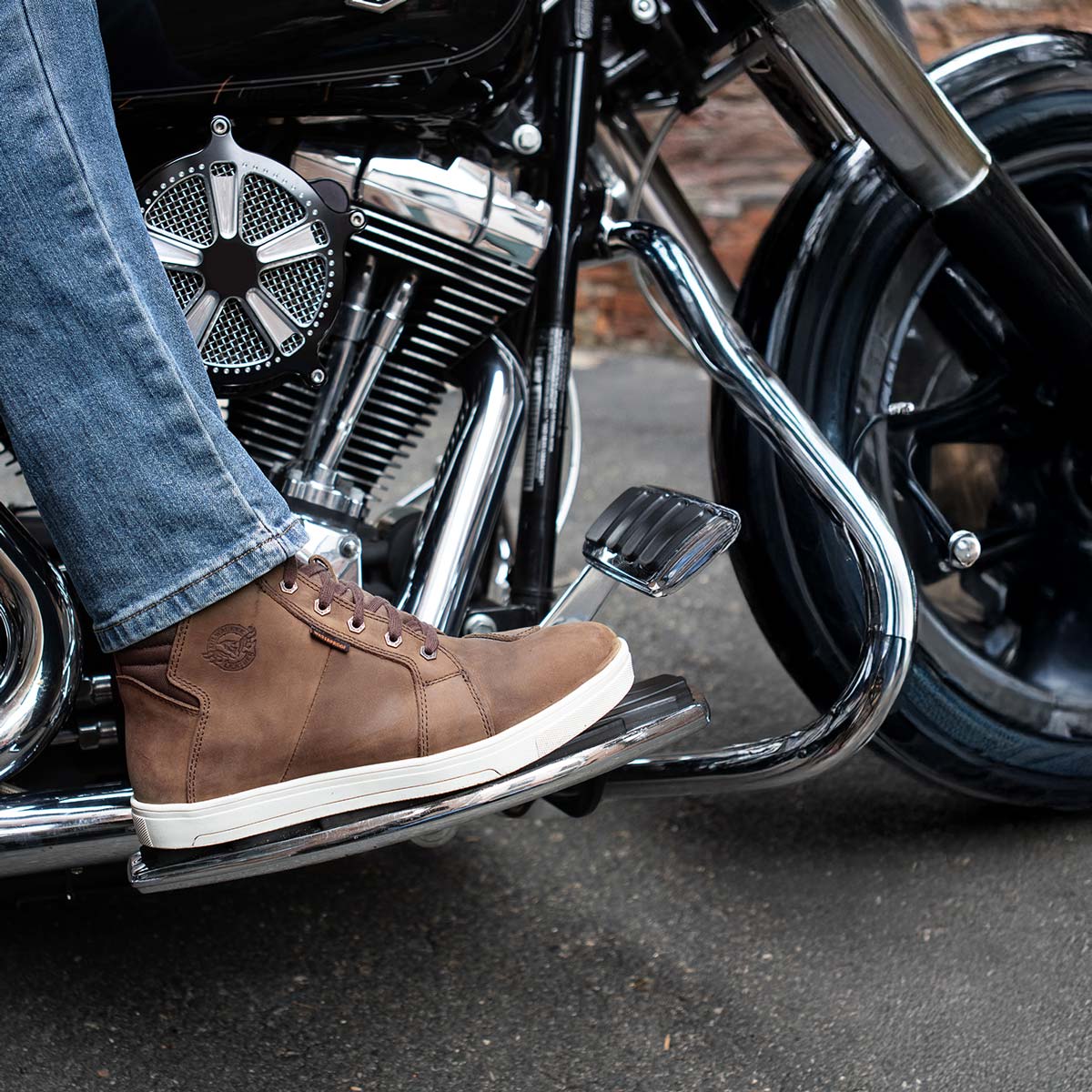 Zapatos informales para montar Milwaukee de cuero reforzados para motociclista callejero para hombre - Imagen 44 de 84