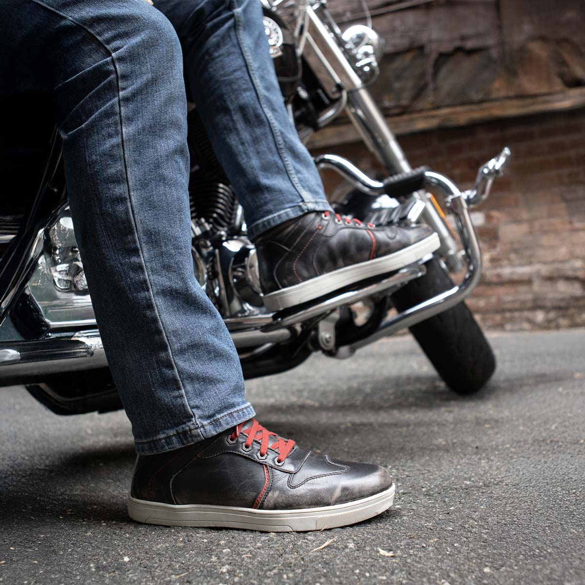 Zapatos informales para montar Milwaukee de cuero reforzados para motociclista callejero para hombre - Imagen 19 de 84