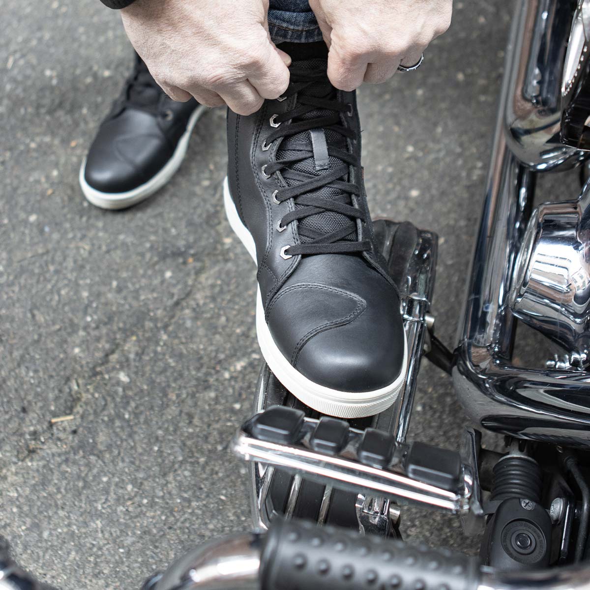 Zapatos informales para montar Milwaukee de cuero reforzados para motociclista callejero para hombre - Imagen 56 de 84