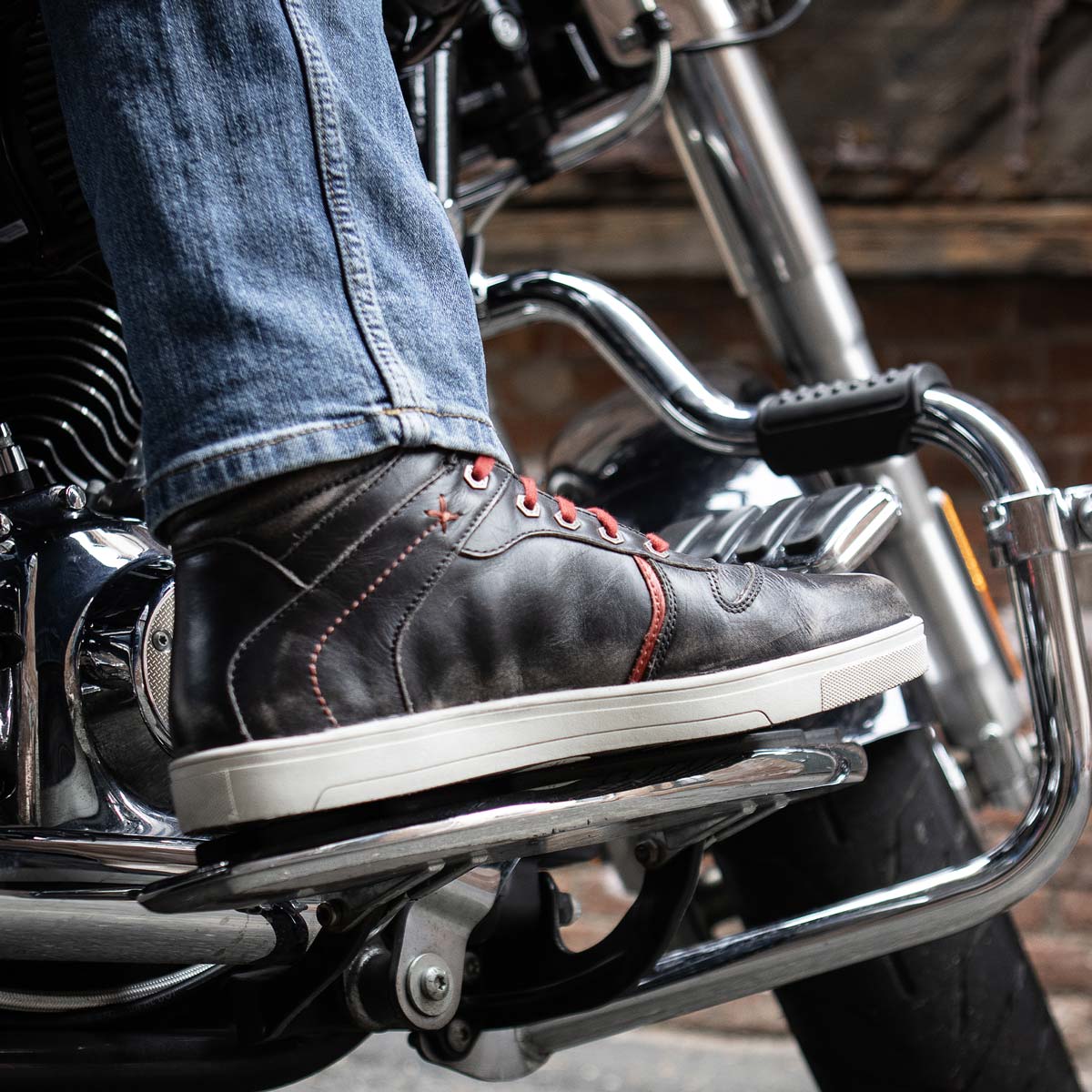 Zapatos informales para montar Milwaukee de cuero reforzados para motociclista callejero para hombre - Imagen 20 de 84