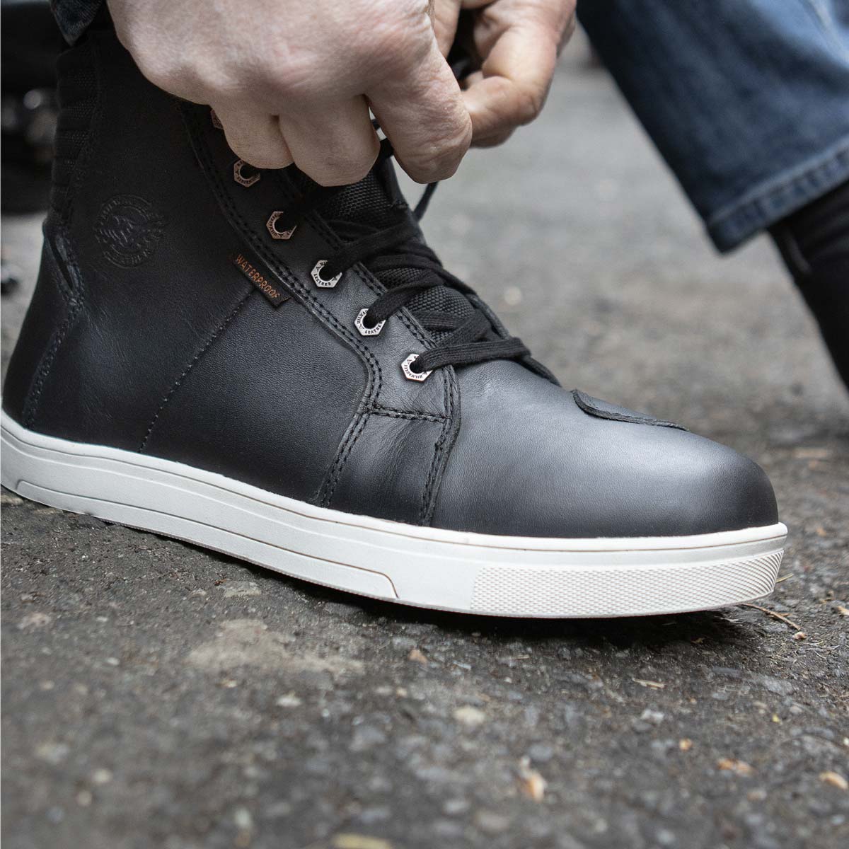 Zapatos informales para montar Milwaukee de cuero reforzados para motociclista callejero para hombre - Imagen 57 de 84