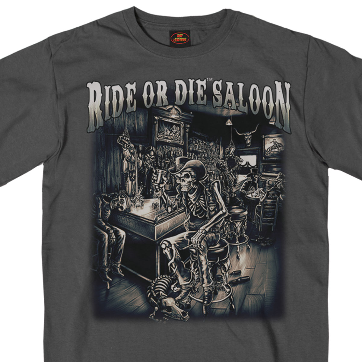 Camiseta Hot Leathers GMS1126 para hombre 'Ride or Die Saloon' carbón - Imagen 5 de 9